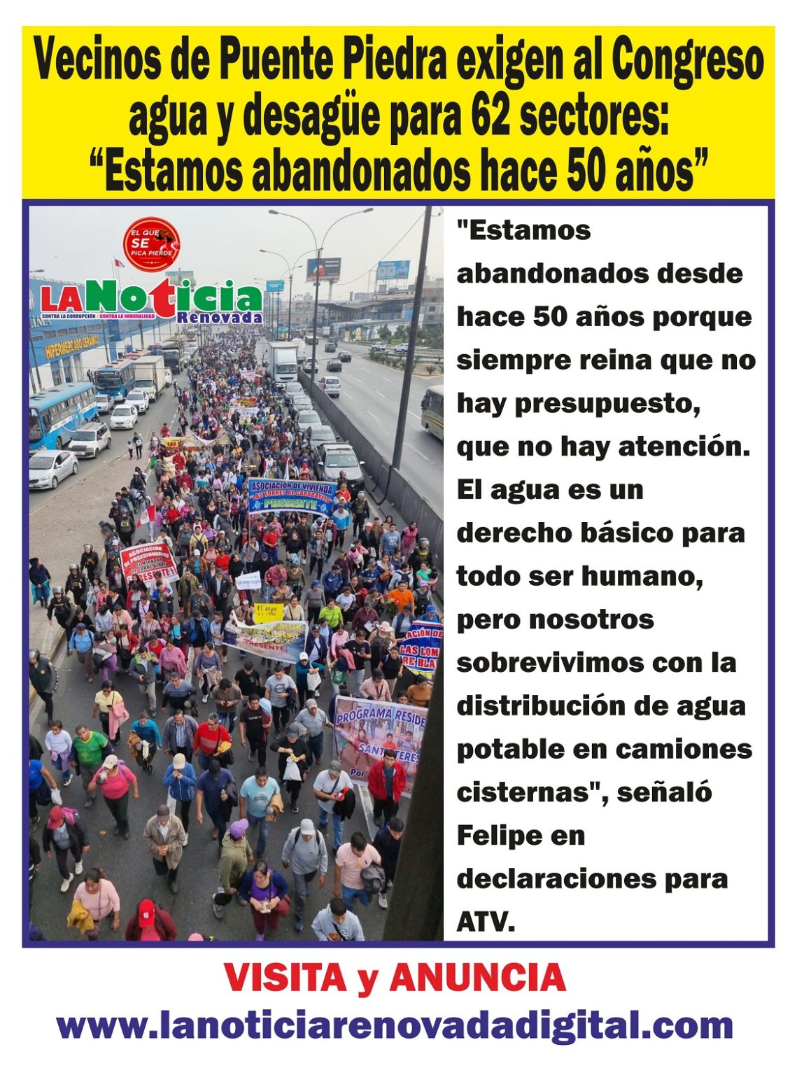 Vecinos de Puente Piedra protestan frente al Congreso exigiendo agua y ...