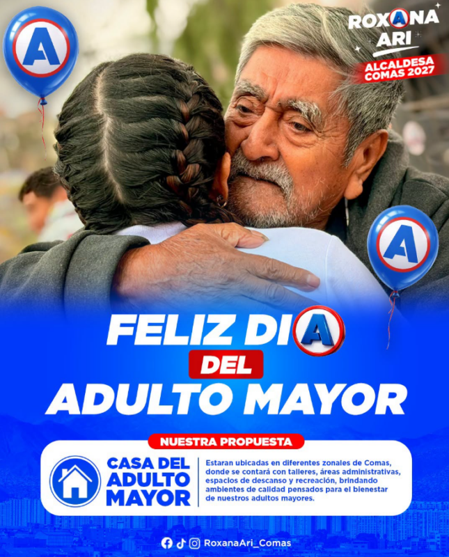 LIMA NORTE: Candidata a la alcaldía de Comas Roxana Ari construirá Casa del Adulto Mayor en diferentes zonales del distrito