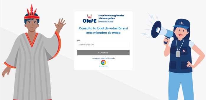ONPE publica consulta de locales de votación para las elecciones regionales y municipales