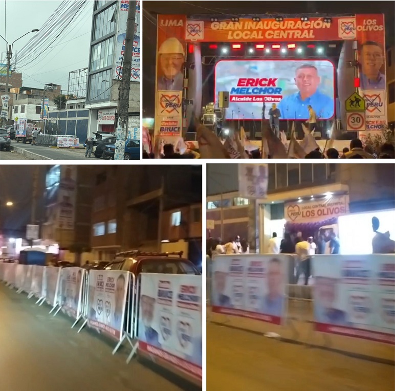 LIMA NORTE: Candidato a la alcaldía de Los Olivos Erick Melchor inaugura local central de campaña al parecer sin autorización de la municipalidad