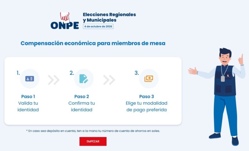 Miembros de mesa pueden registrarse para recibir compensación económica