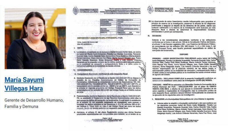 FISCALÍA ABRE INVESTIGACIÓN PRELIMINAR CONTRA GERENTE DE DESARROLLO HUMANO, FAMILIA Y DEMUNA DE PUEBLO LIBRE POR PRESUNTOS DELITOS CONTRA LA ADMINISTRACIÓN PÚBLICA